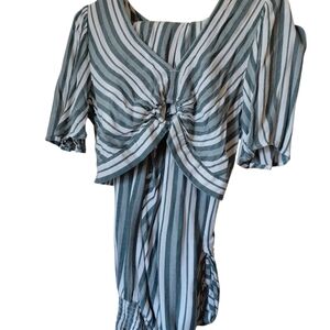 American Eagle Outfitters Green and White Striped Top